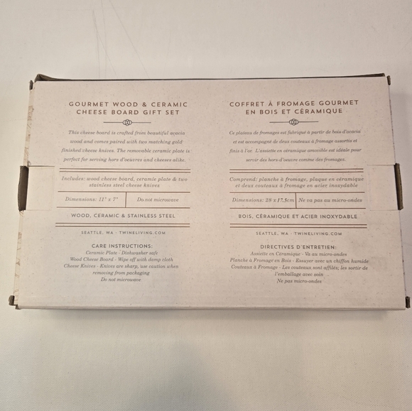 Twine Living‎ Co. Gourmet Ceramic Cheeseboard and Utencils Gift Set New - Picture 5 of 5